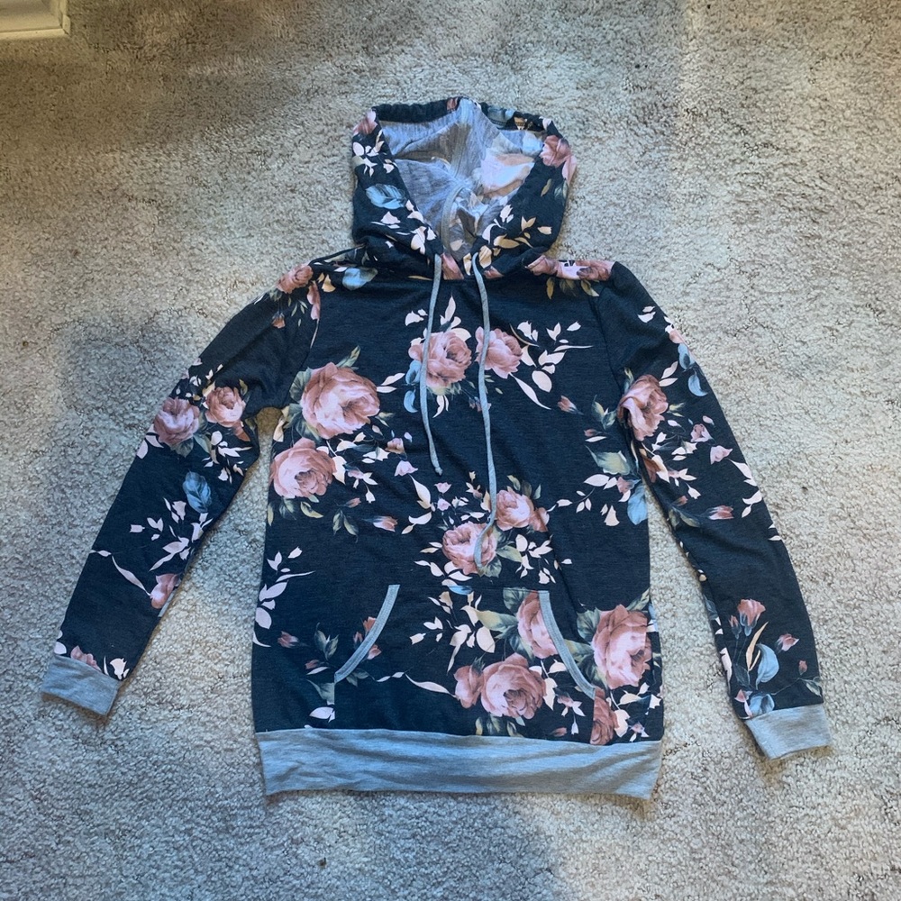 Floral print hoodie